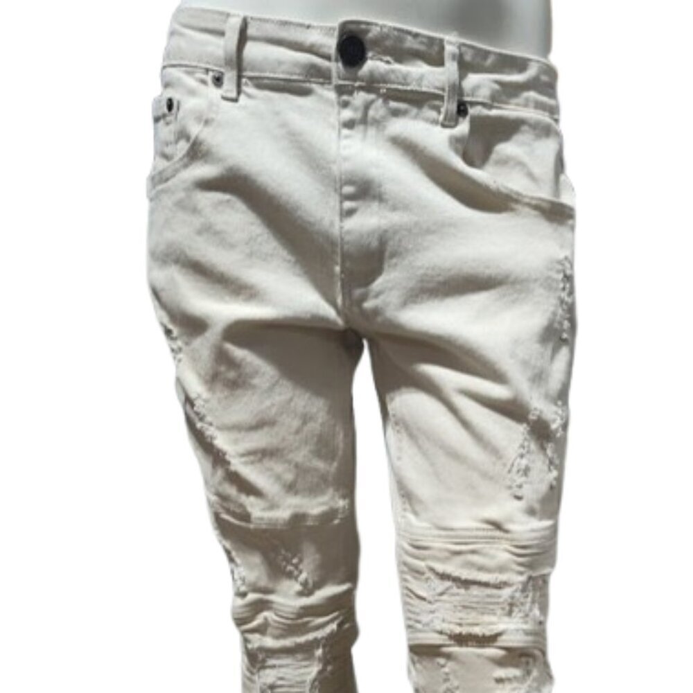 Spark Ivory Men's Stretch Skinny Jeans Premium Denim Studio Collection 34/30